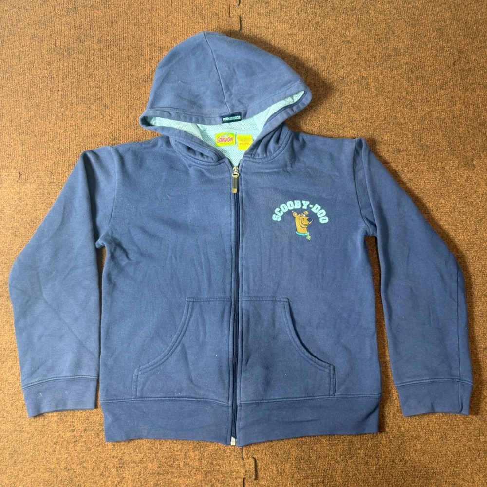 A+ Scooby-Doo Cartoon Network Kids Blue Zip Up Hoodie Sweatshirt Size S 1576